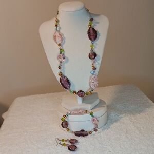 Premier Designs Elegant Multi color Glass Necklace Set